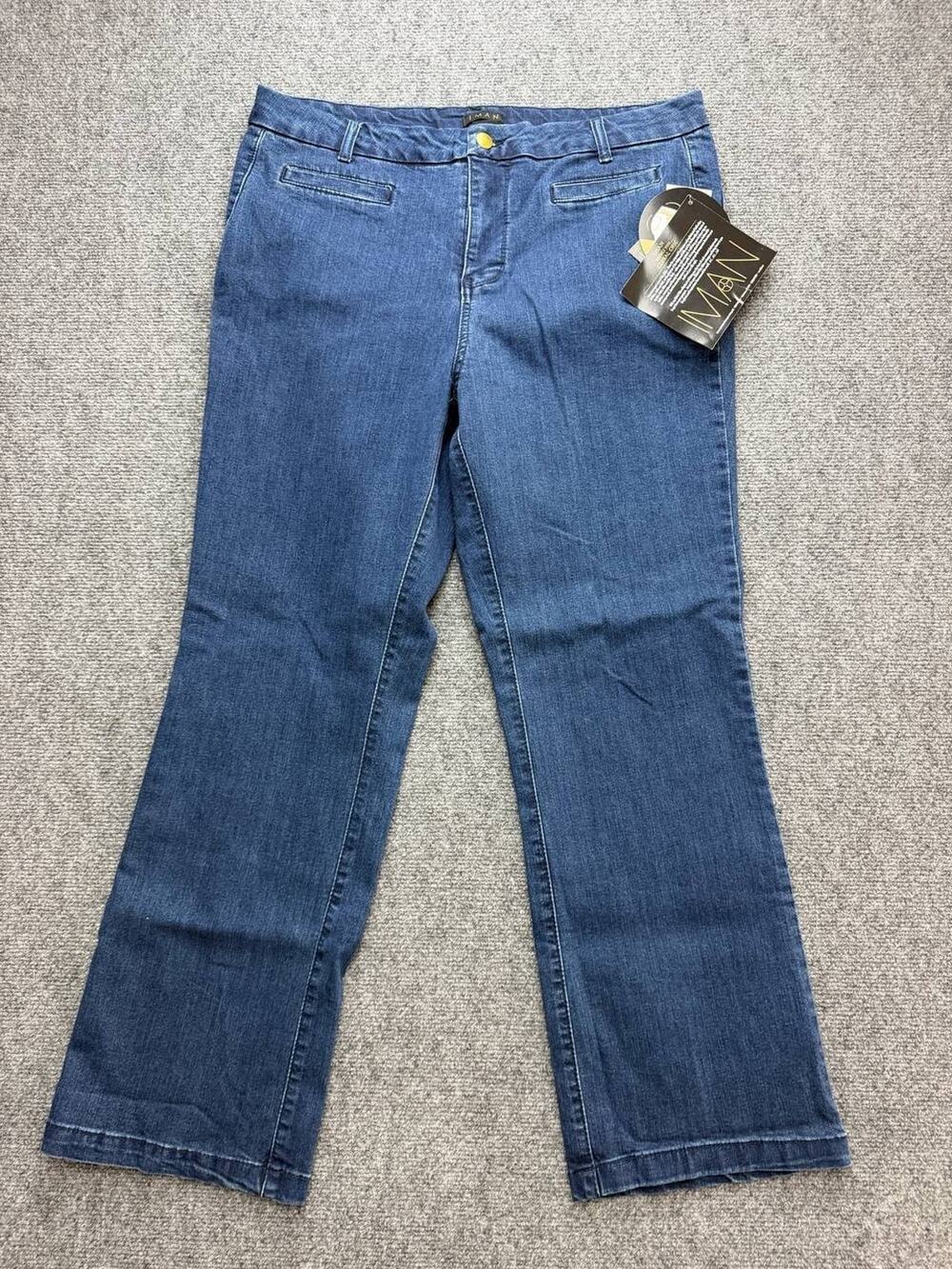 IMAN Global Chic Women's 16W Short Bootcut Jeans Plus Size Medium Wash